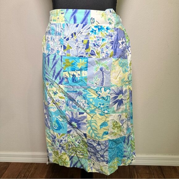 ELCC Vintage Floral Patchwork Skort - Blue and Green 1X - Picture 4 of 8